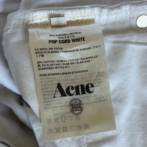 ACNE STUDIOS | Relaxed Cropped 'Pop Cord White' Corduroy Jeans | Size 38 (US 10) - Picture 9 of 10